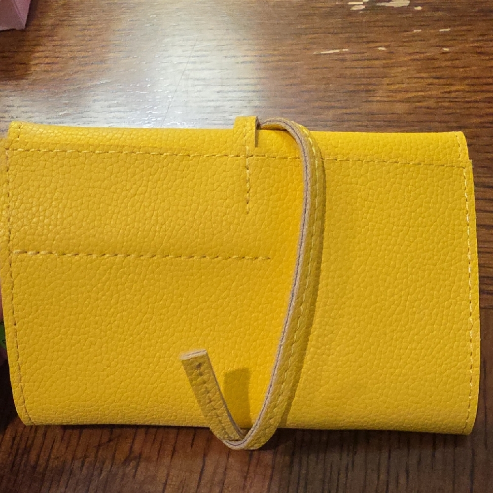 Yellow Leather Charging Cable Rollup Bag